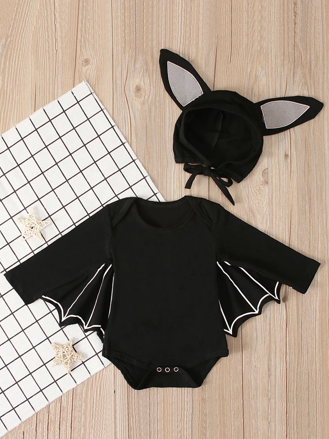 Boys and girls European and American spring and autumn Halloween Batman hooded long-sleeved jumpsuit romper two-piece children&#