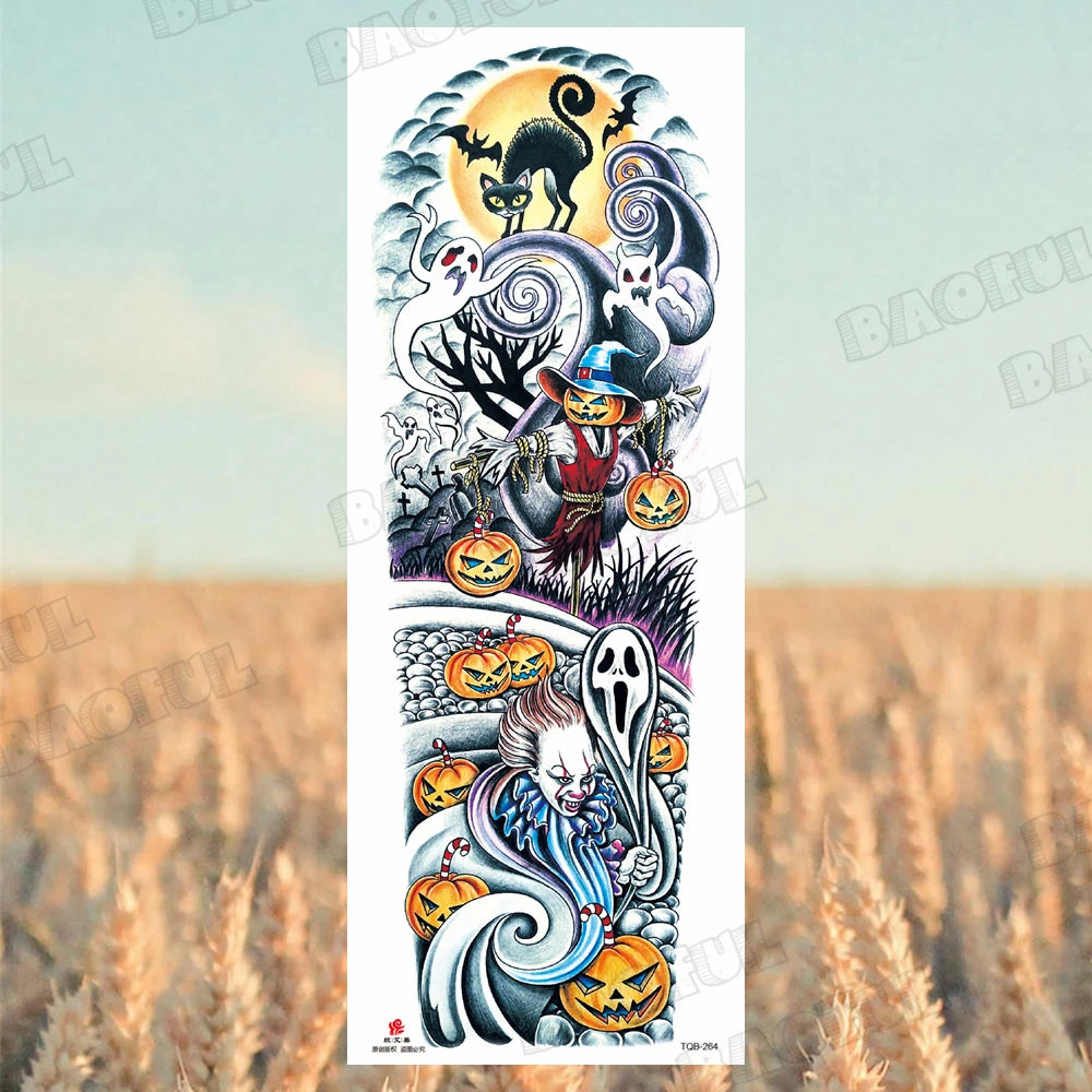 BAOFUL Full Arm Sleeve Temporary Tattoos For Women Men Realistic Wolf Lion Warrior Maori Fake Tattoo Stickers Thigh Leg Tatoos