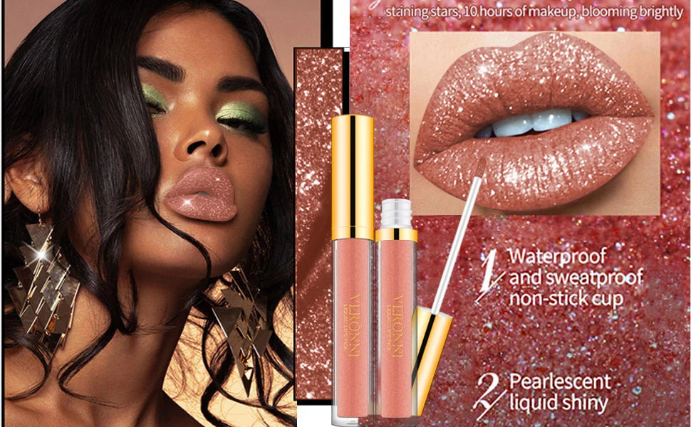 10 Colour Diamond Shimmer Lip Gloss Set,Glitter Shimmer Makeup Long Lasting lipsticks Makeup, Smudge Proof Lip Glaze Valentine's