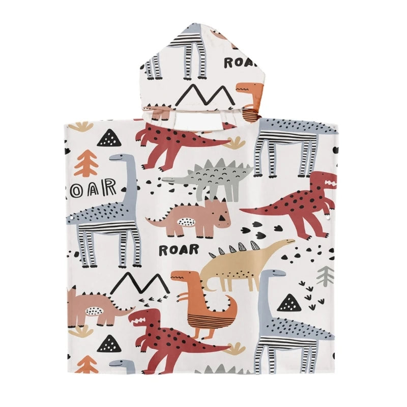 Toddler Kids Beach Towel Cotton Bathrobe Baby Boys Girls Dinosaur Animal Hooded Bathing Towel 60x60cm Children Dinosaur Blanket