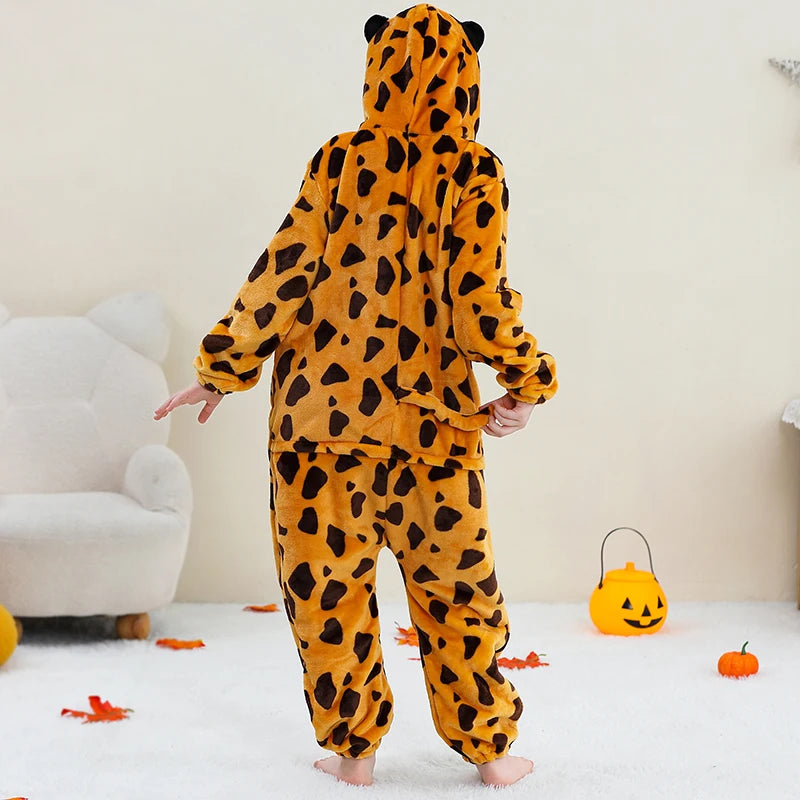 MICHLEY Christmas Capybara Flannel Blanket Sleepers Onesie Hooded Children Costume Clothes Jumpsuit Sleepwear For Boys Girls