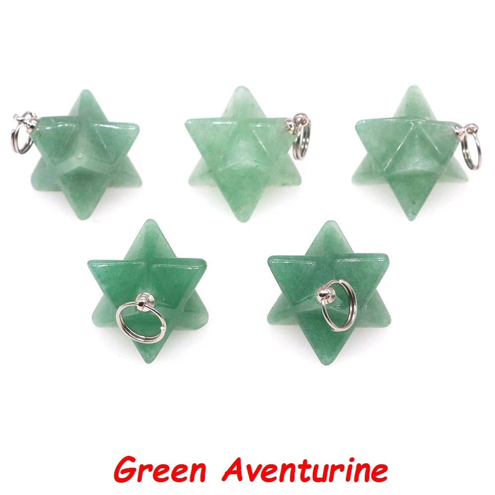 13mm Merkaba Star Pendant Natural Hexagram Stone Necklace Reiki Healing Crystal Wiccan Energy Gemston For DIY Jewelry Home Decor