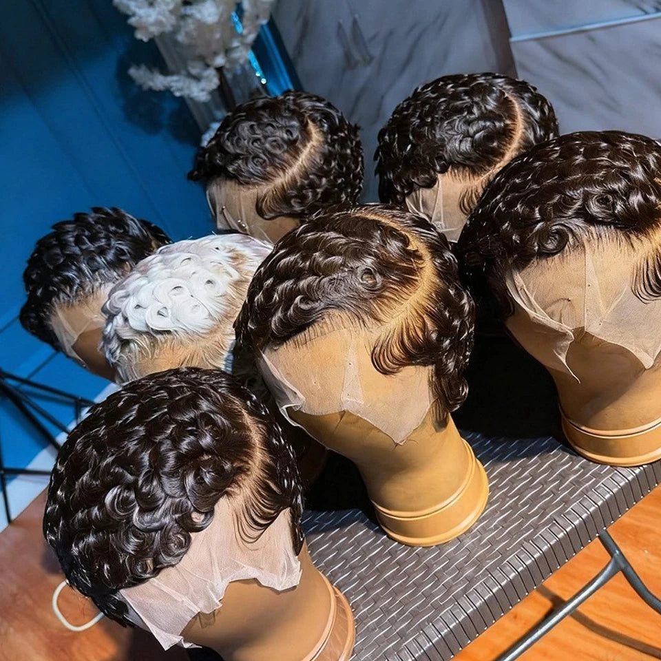 Phashion 13x4 Chioma Pixie Curly Cut Short Wigs Lace Frontal Wig Density Human Hair For Women Transparent Swiss Ready To Wear