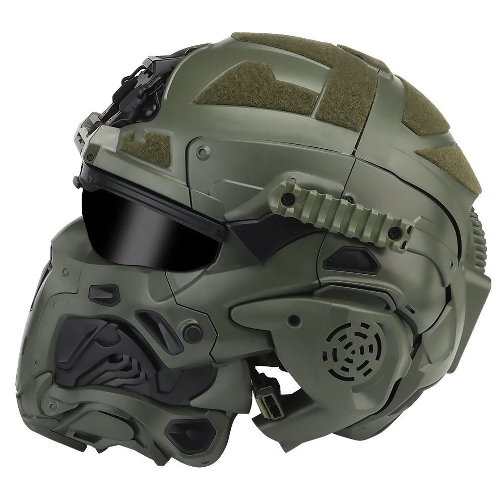 Militar Helmet FAST Helmet Built-in Communication Headset Anti-fog Fan W-Ronin Assault Helmet Detachable Mask Replacement Lens