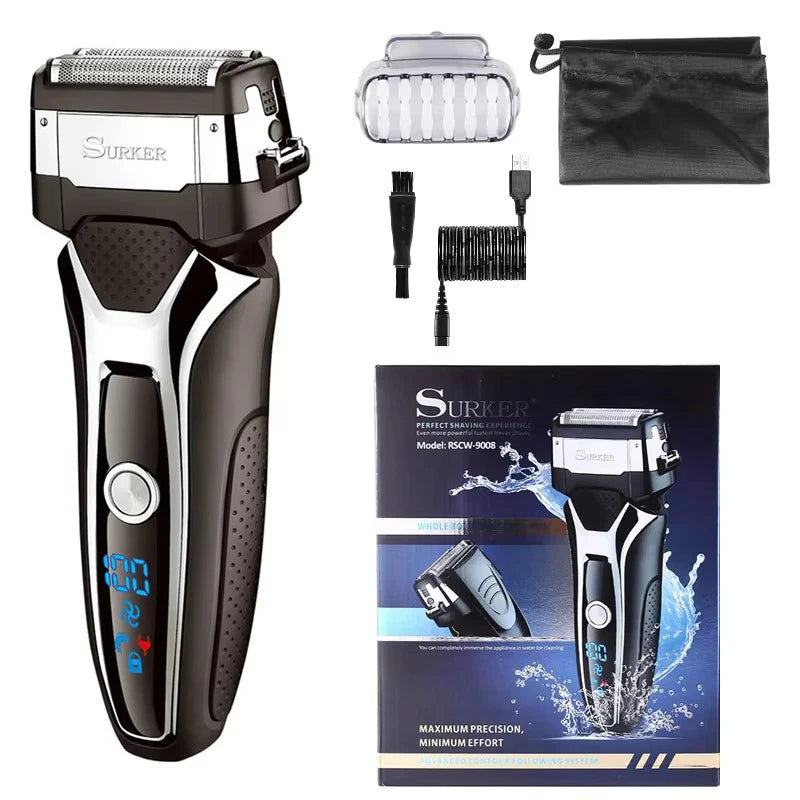 Turbo two speed wet dry rechargeable electric shaver foil set male USB face beard electric razor for men body shaving machine