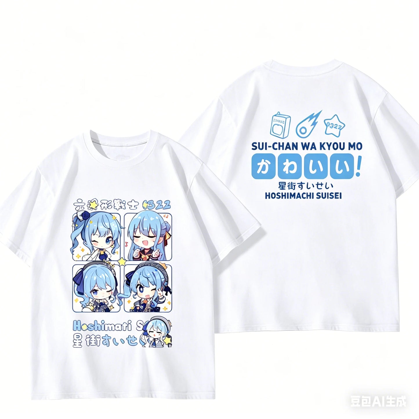 Hoshimachi Suisei T-shirt personality Clothes New Model Anime T-shirt Yearround clothing Streetwear Plus Size Unisex hot product