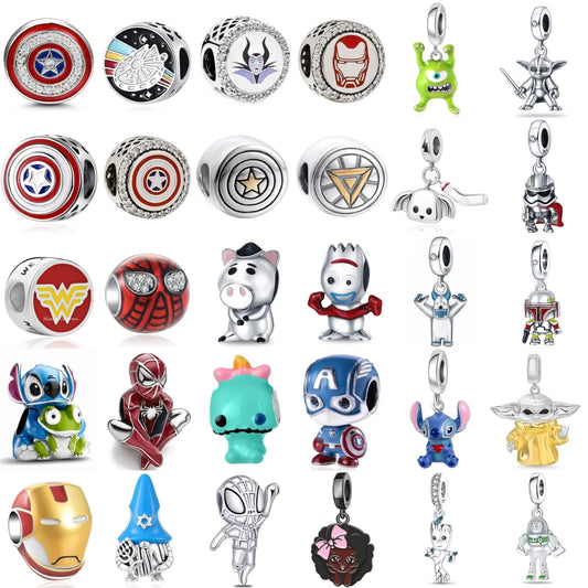 925 Sterling Silver Cute Cartoon Shield Soldier Stickey Charm Beads Animal & Character Charms DIY Jewelry Gift for Her