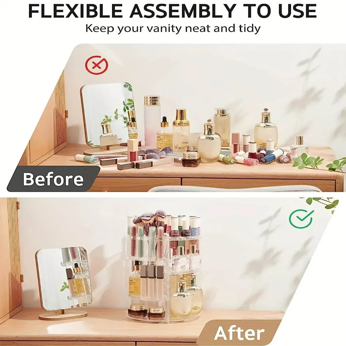 360° Rotating Cosmetic Storage Box Transparent Multi-Layer Organizer Suitable for Lipsticks,Makeup Brushes,and Skincare Products