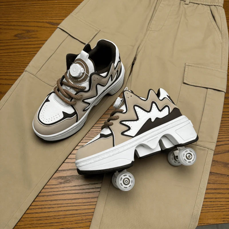 Stylish skating: 2-in-1 white convertible roller skates, leading the way in roller skating and making the best gift for friends.