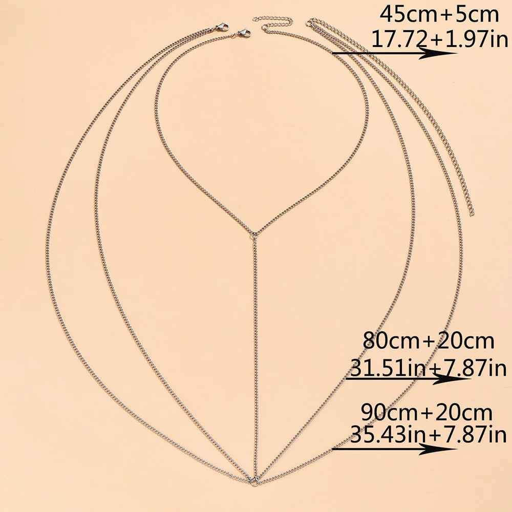 Simple Body Jewelry Sexy Chest Chain Bikini Belly Chains For Women Cross Waist Chains Female Body Suit Girl Fashion Beach Y013