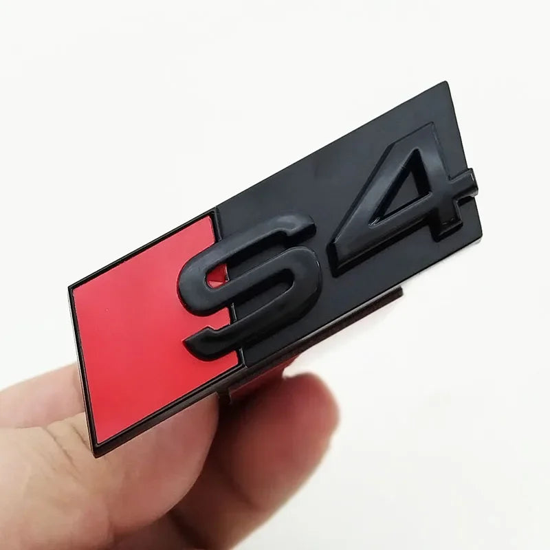 1pcs ABS Car Front Grill Badge For Audi S 3 4 5 6 7 8 Auto Styling caR Sticker Chrome Black Logo S3 S4 S5 S6 S7 S8 Emblem