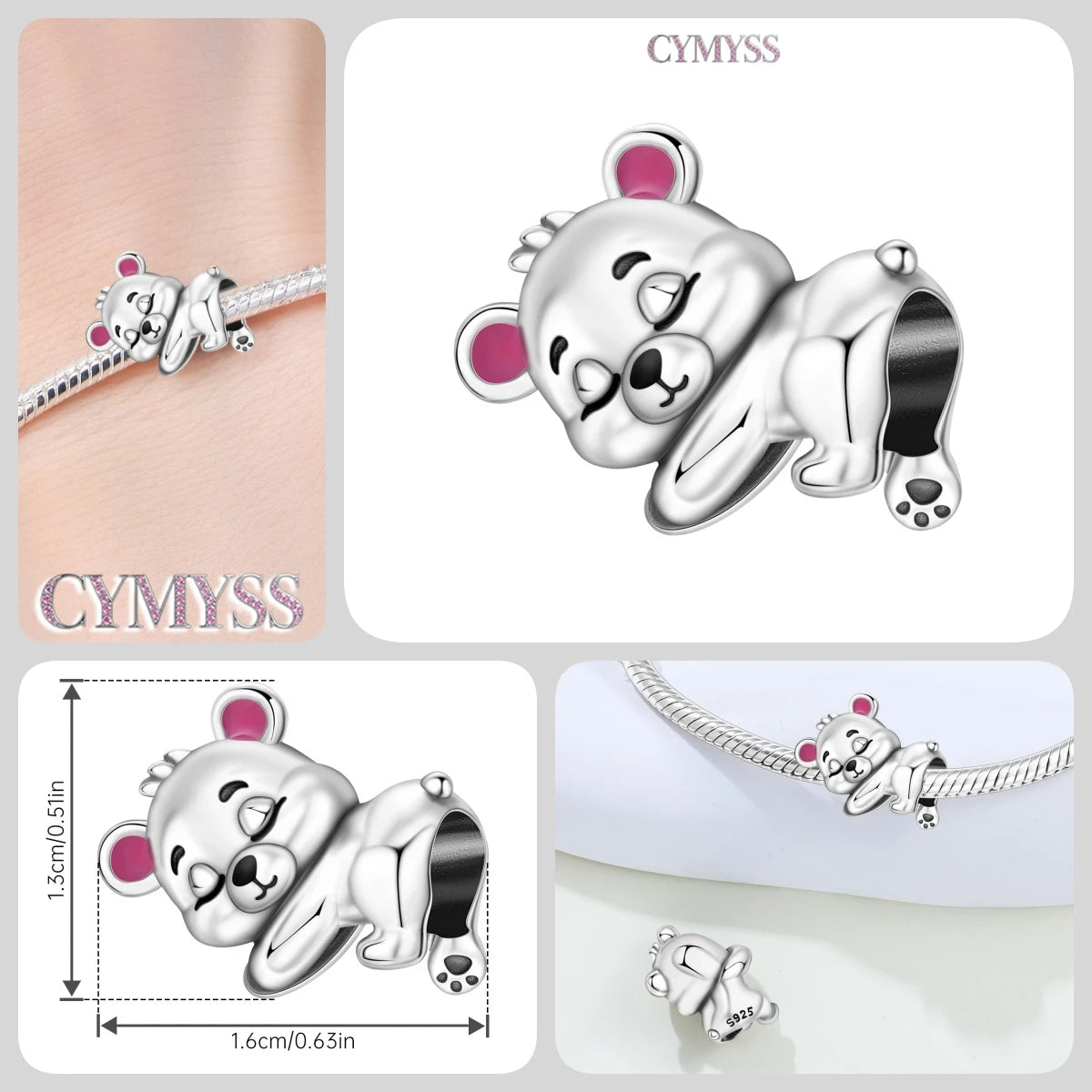 925 Sterling Silver Cute Pet Animal Lion King Pendant DIY Jewelry Beads for Women Bangle Bracelet Necklace Birthday Party Gifts