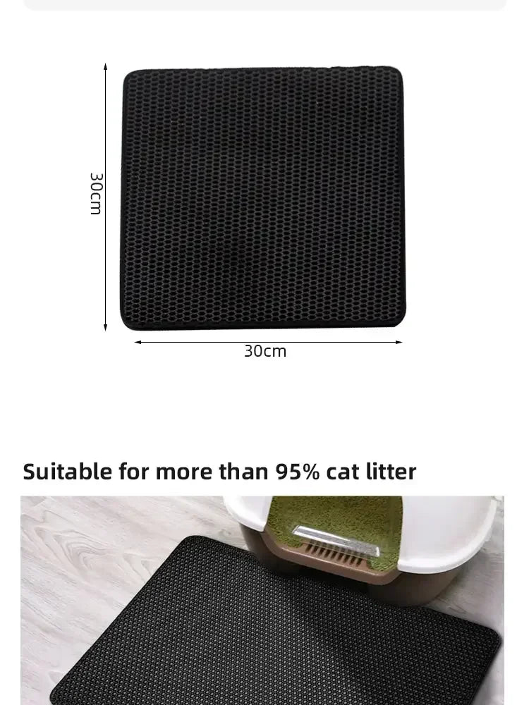 Non-Slip Waterproof Cat Litter Mat-Double Layer Washable Pet Floor Mat, Durable&Easy to Clean, Traps Litter for Cats&Small Pets