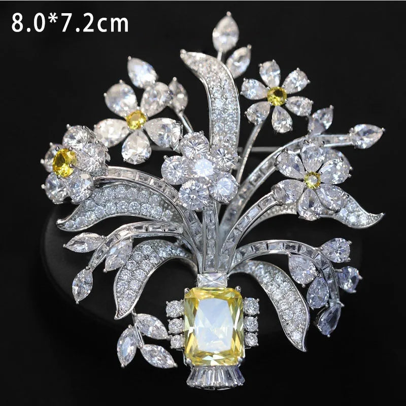 2026 Woman Brooches Luxury Designer Rose Butterfly Dragonfly Vase Bow Broche Pin Micro-inlaid Zircon Elegant Coat Accessories