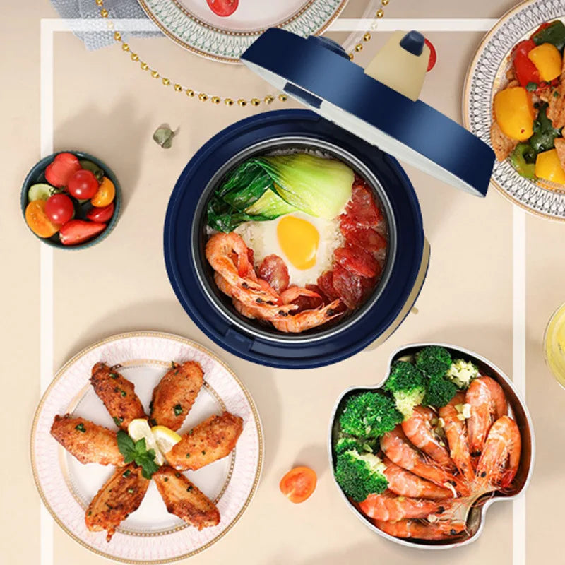 1pc Mini Electric Rice Cooker with Steamer Kitchen Non-Stick Pot 1.8L Keep Warm Function Portable Multi Cooker for Soup