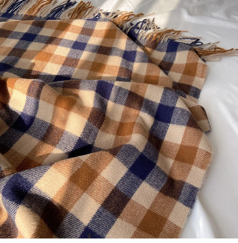 2025 Pamwallymensa Women's Scarf Winter Luxury Brand Tippet Scarves for Ladies Plaid Shawls Warm British Style Thicken Man