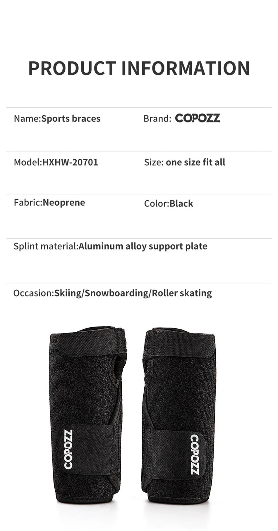 COPOZZ Ski Wristbands Unisex Wrist Wear-resistant Non-slip Protection Sweat Bands Running Fitness Sports Protection Equipment