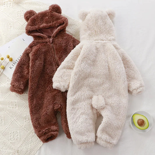 Baby Bear Plush Romper Winter Newborn Warm Climbing Onesie Children's Pajamas Outer Smock