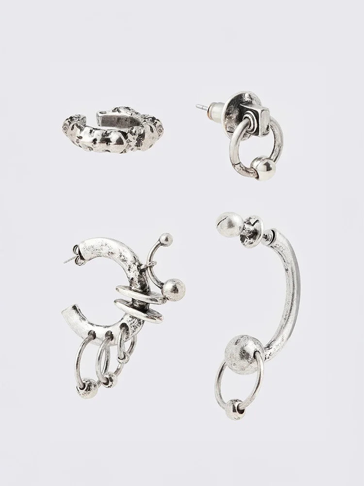 Unique Copper Jewelry Accessories for Men & Women: Avant-Garde Cluster Hoop Earrings, Distinctive Mixed-Metal Shape Body Jewelry