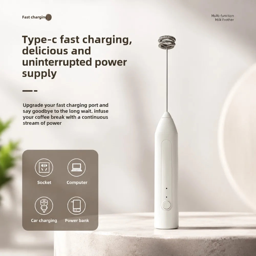 Electric Coffee Frother/MILK Whisk+Egg Beater MINI Food Blender USB Rechargeable Handheld Three Speeds Espresso Tools