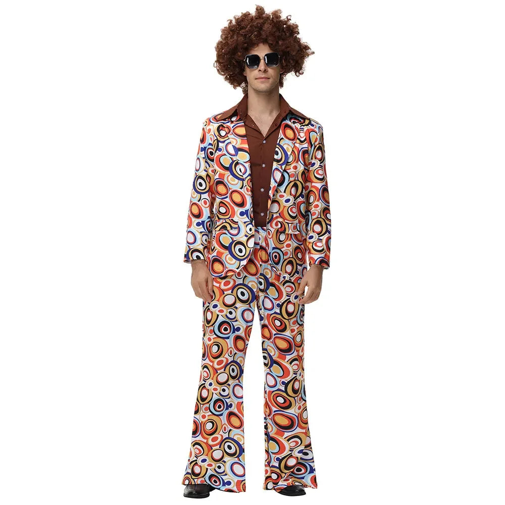 Halloween Party Disco Adult Couples Hippie Costumes Women Male 70s 80s Rock Disco Cosplay Outfits Dance Fantasia Costume