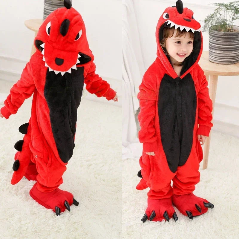 4 6 8 10 12 Years Girls Black Cat Jumpsuits Unicorn Pajamas Kigurumi Toddler Kids Hooded Flannel Home Wear Children Onesie
