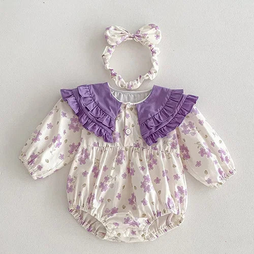 2025 New Spring Baby Sisters Dress 1-5Yrs Girl Party Dress Long Sleeved Cotton Rose Print Romper Sisters Kids Princess Dresses