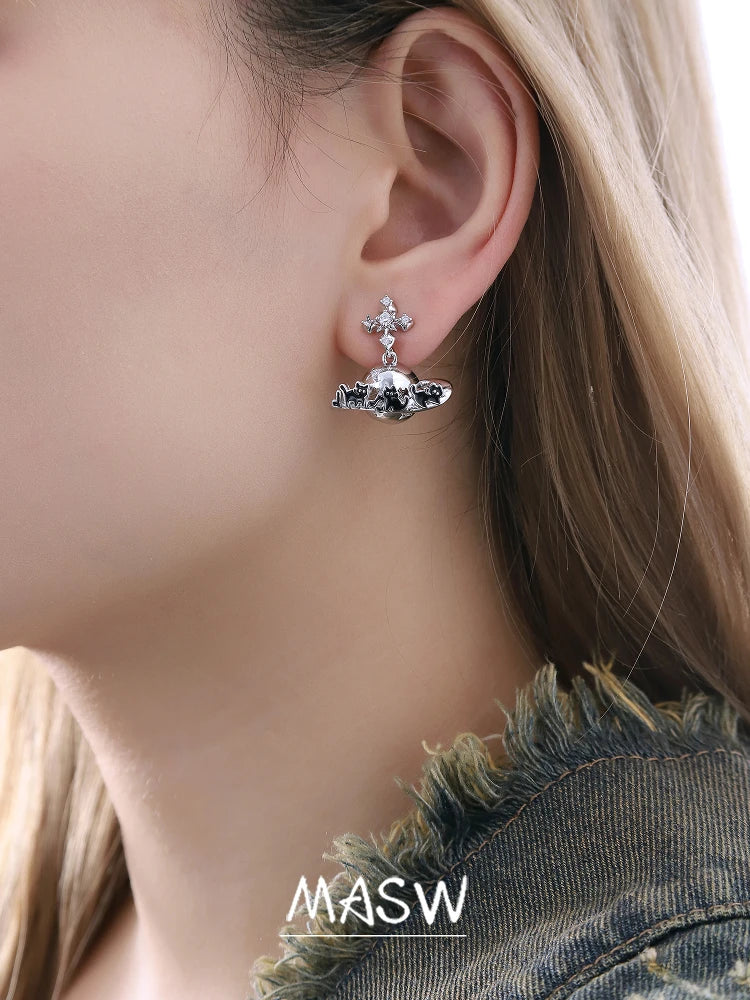 MASW Original Design Luxury Temperament Planet Cats Earrings For Women Party Gifts Fashion Jewelry Accessories Hot Selling