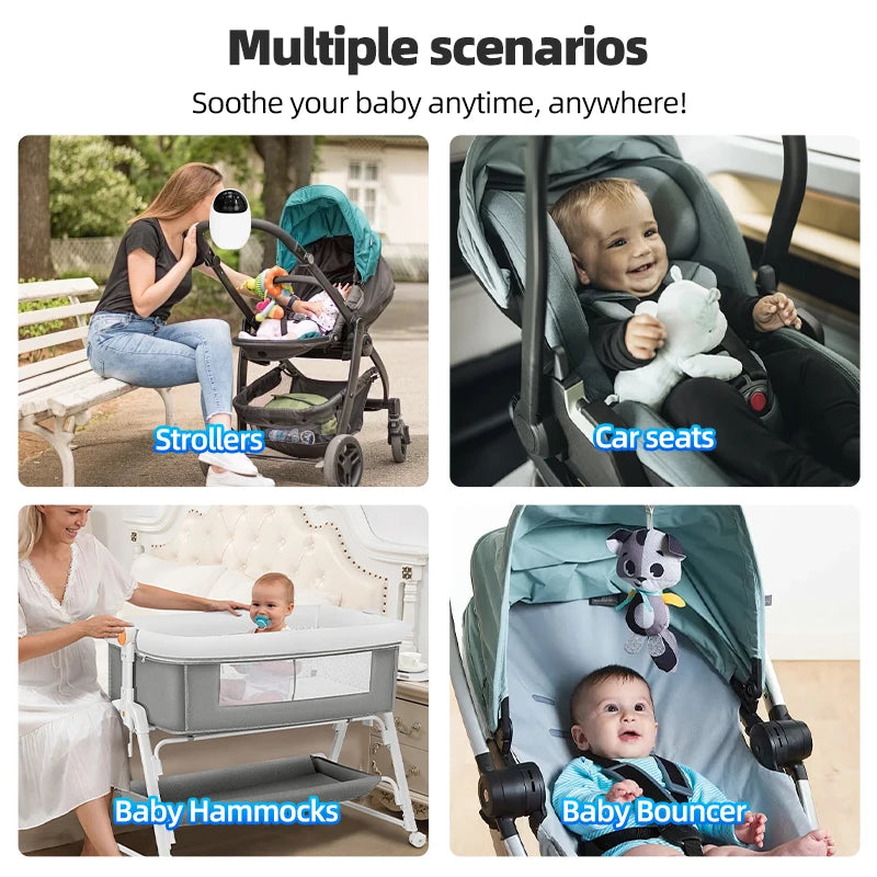 Baby Stroller Rocker Rechargeable 1800mAh Battery With White Noise Soothing Sounds LED Breathing Light 3 Timer Mode