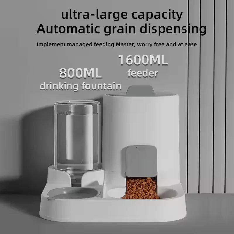 Automatic Non-Electric Pet Feeder Waterer 2 In 1 No Spill Dog Cat Bowl Anti Skid Dual Bowl For Dog Cat Smart Pet Feeding Device