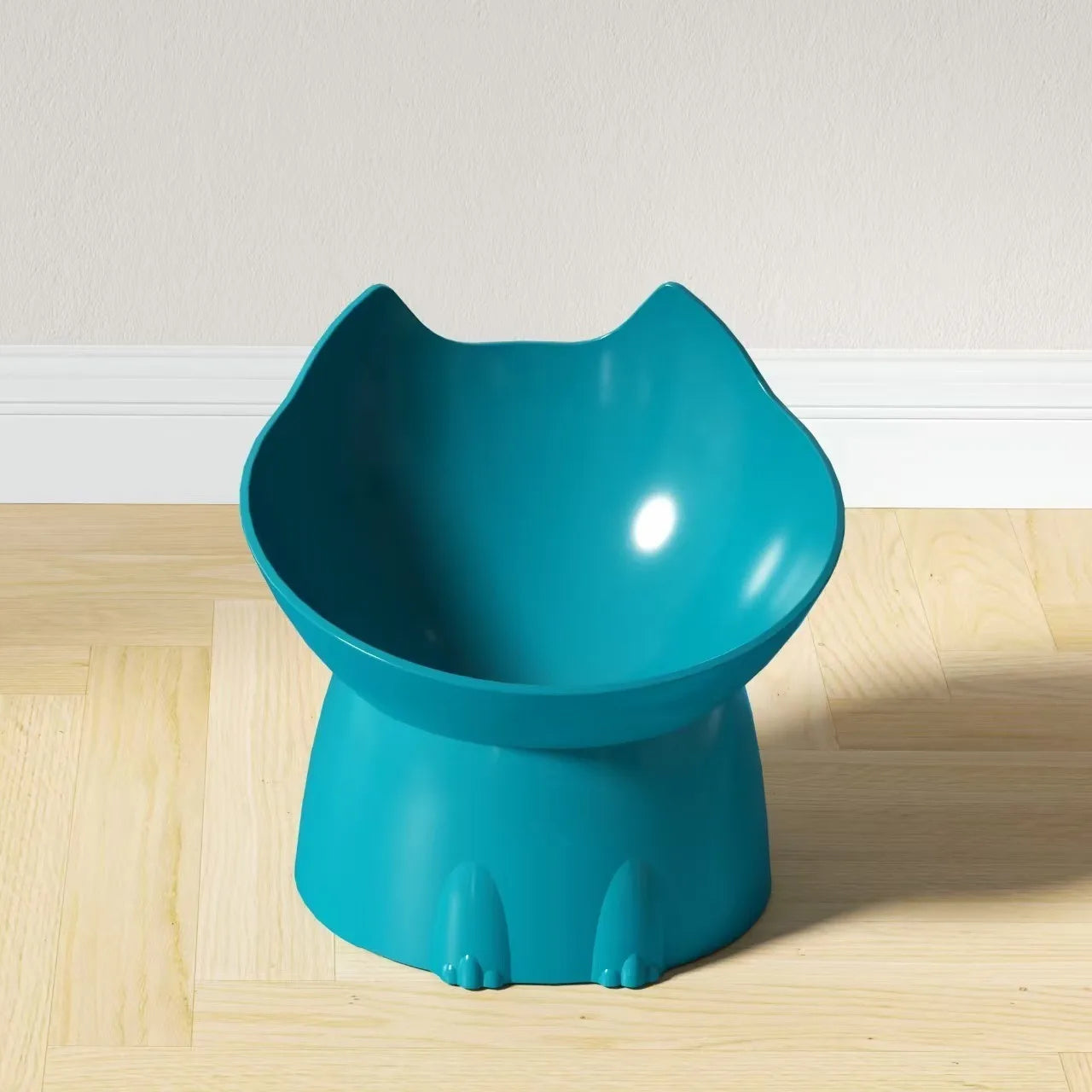 1pc WhiskerWare Elevated Cat Bowl Anti-Tip Plastic Raised Pet Feeding Dish with Tilted Edg 3e Neck Protection Kitty Food
