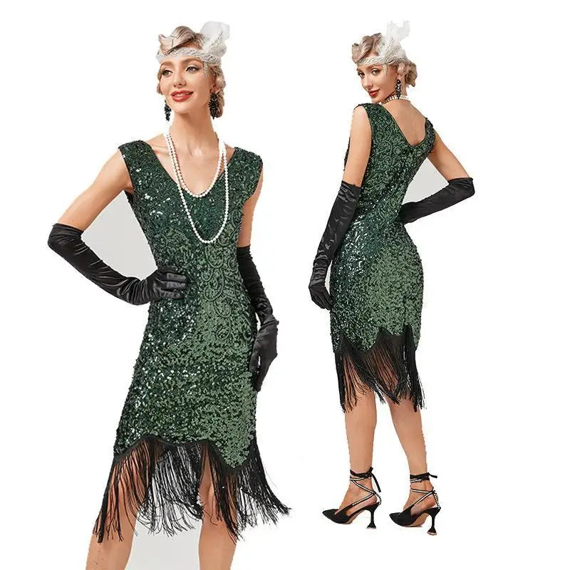New Arrivals Women's 1920s 30S Sequin Fringed Beaded Flapper Gatsby Cocktail Dress Wedding Formal Party Dresses