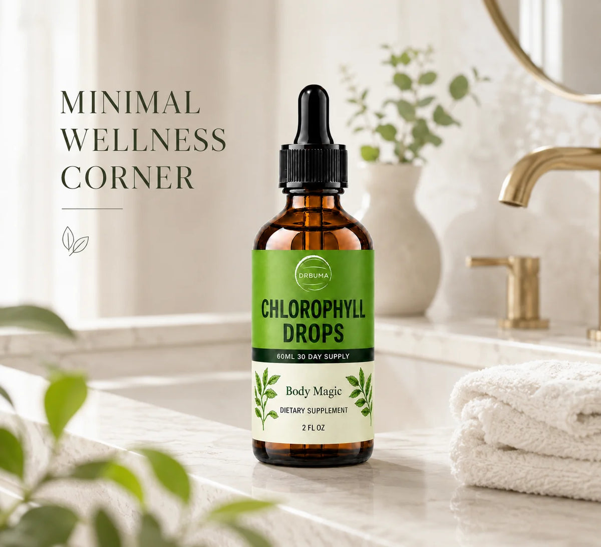 Premium Liquid Chlorophyll Supplement, Mint Flavor, Natural Complex, Easy to Take, 2 Fluid Ounces Per Bottle