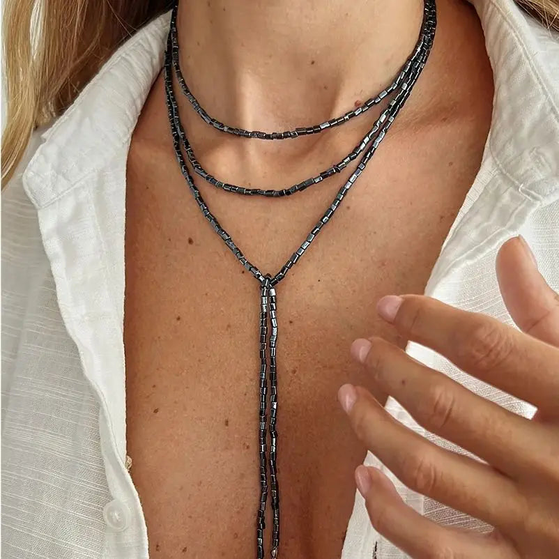 PuRui Fashion Simple Y-shaped CCB Beads Chain Necklace For Women Sexy Vintage Adjustable Sweater Chains Femme Charm Jewelry New