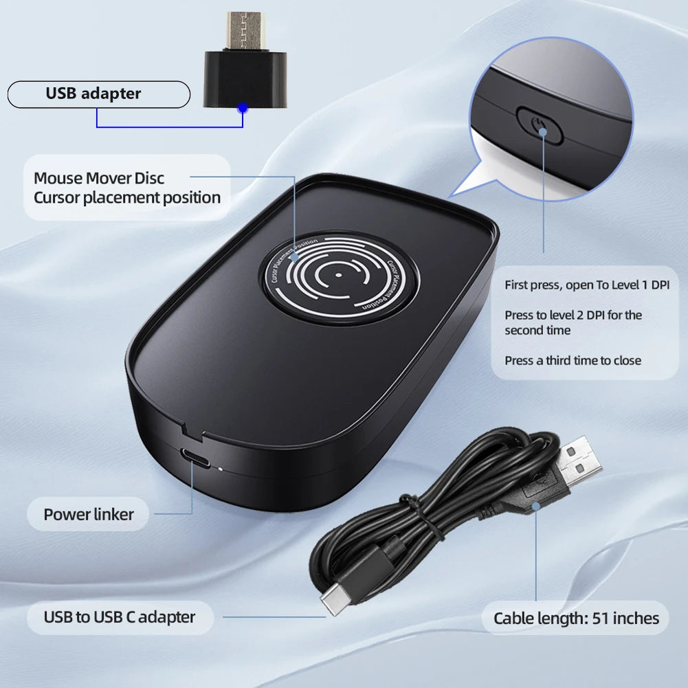 Undetectable Mouse Jiggler 5V 1A Movement Simulation Wired Wireless Mouse Compatible for Computer Awakening for Keeps PC Active