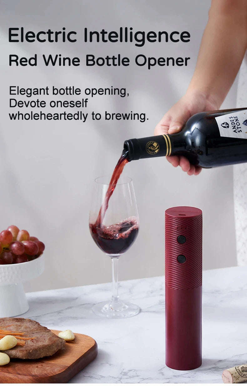 HOMEFISH Electric Wine Bottle Opener Automatic Red Wine Corkscrew Rechargeable Wine Opener One-click Button Wine Tools