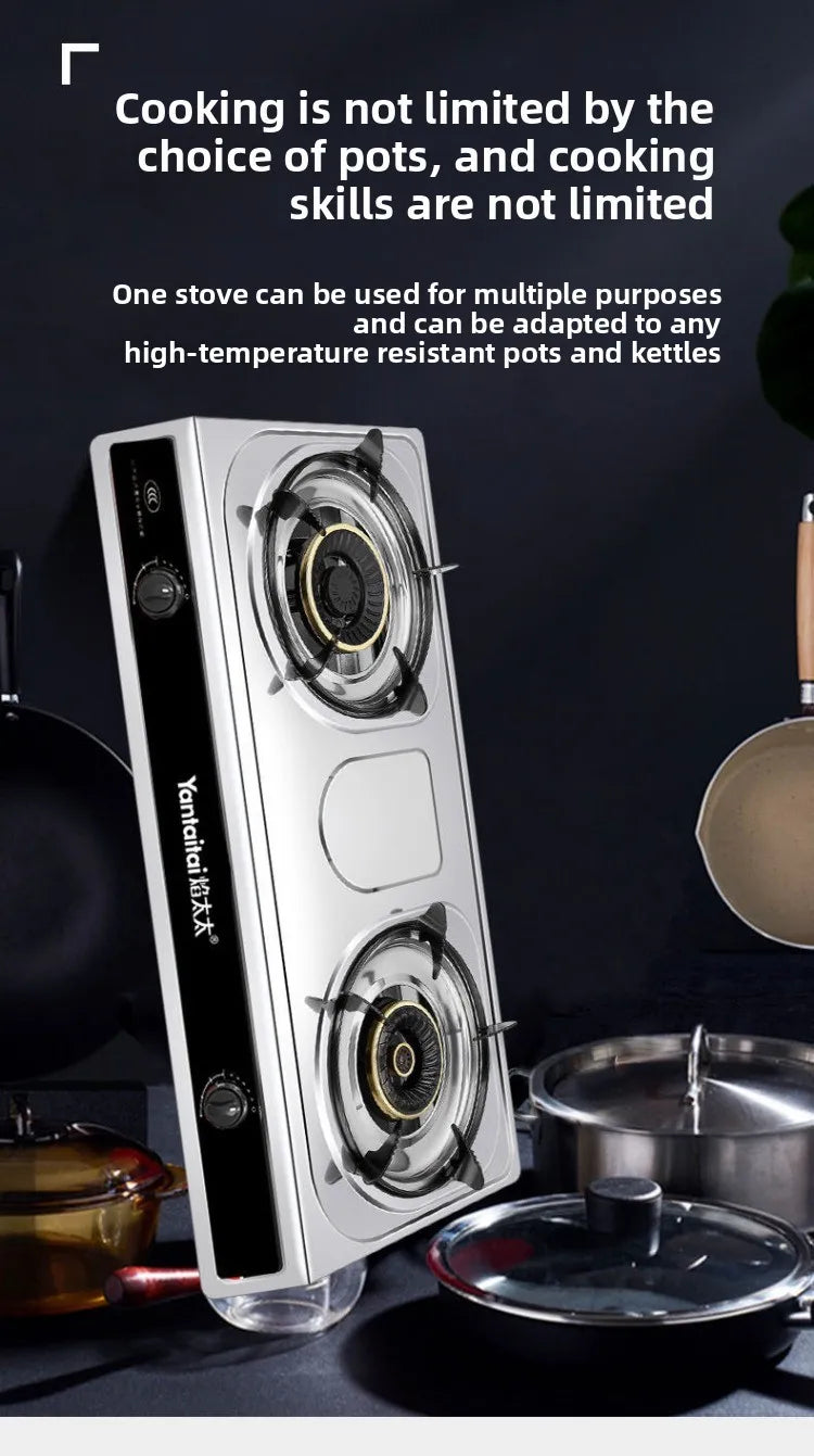 Double Burner Gas Stove Household Desktop LPG Natural Gas Energy Saving Old Style Stove abc