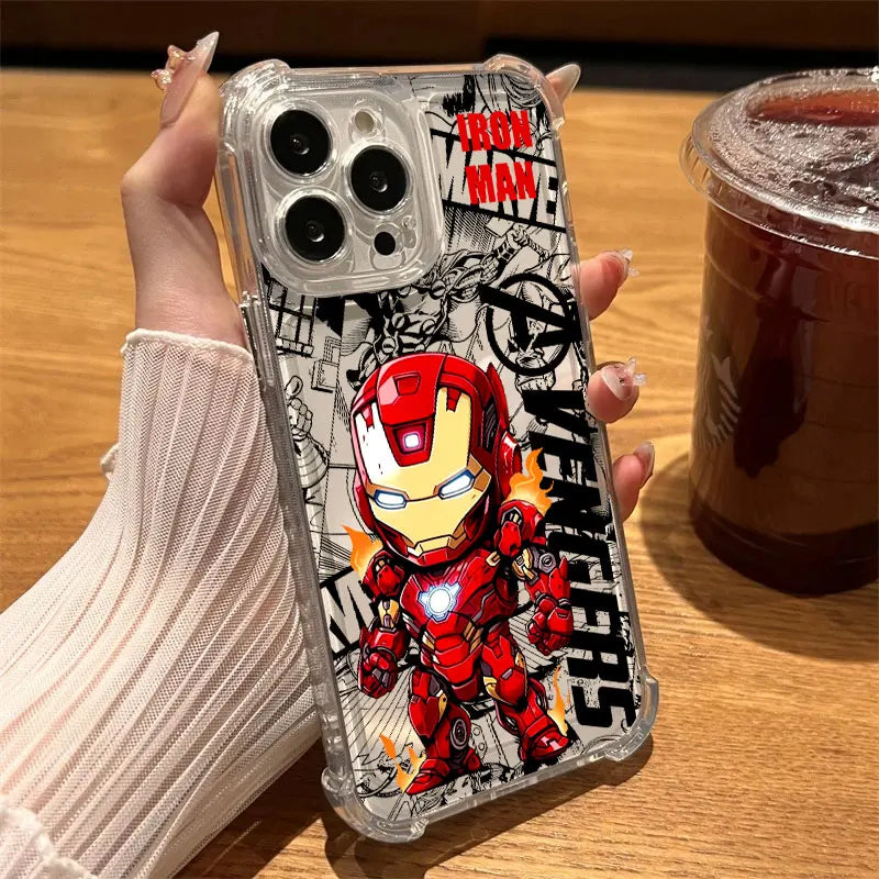 Spider Iron Man Deadpool Avengers Clear Case For iPhone 17 16 15 14 13 12 11 Pro Max 16e 17e Air 13 15 Plus XS X 7 8 Phone Cover