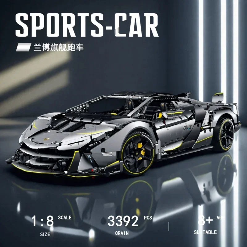 GULY MOC 10638 LAMBO Technical RC 1:8 Sports Car Building Blocks Model Racing Bricks Assembling Toys for Boys Christmas Gift Set