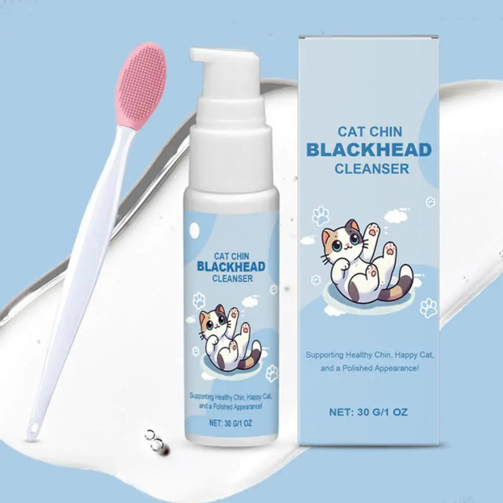 Cat Chin Cleaner 30g Blackhead Cleaning Lotion Pet Chin Acne Care Brush Dog Cat Grooming Supplies Tooth Stain Remover for Pets