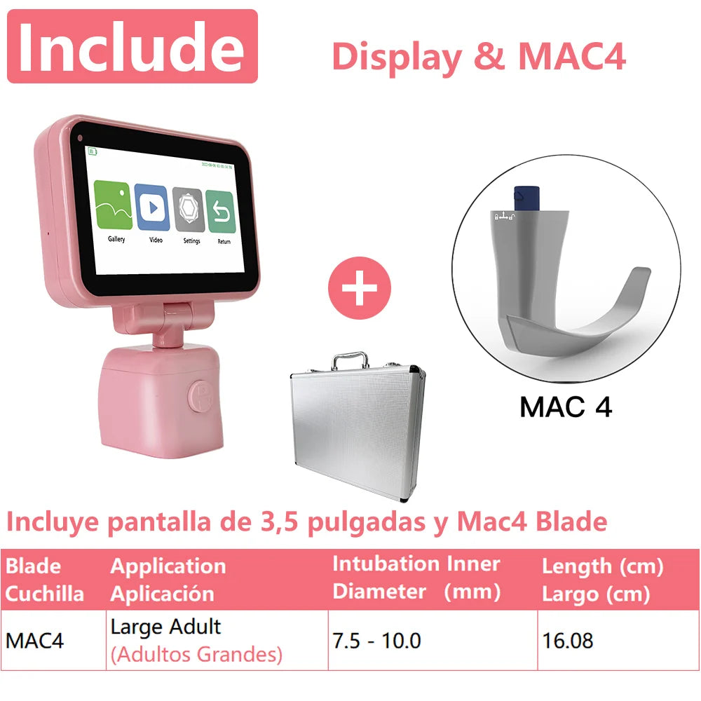 3.5" Touch Screen Video Laryngoscope for Anesthesia, 6 Blades Optional & Customizable Combination