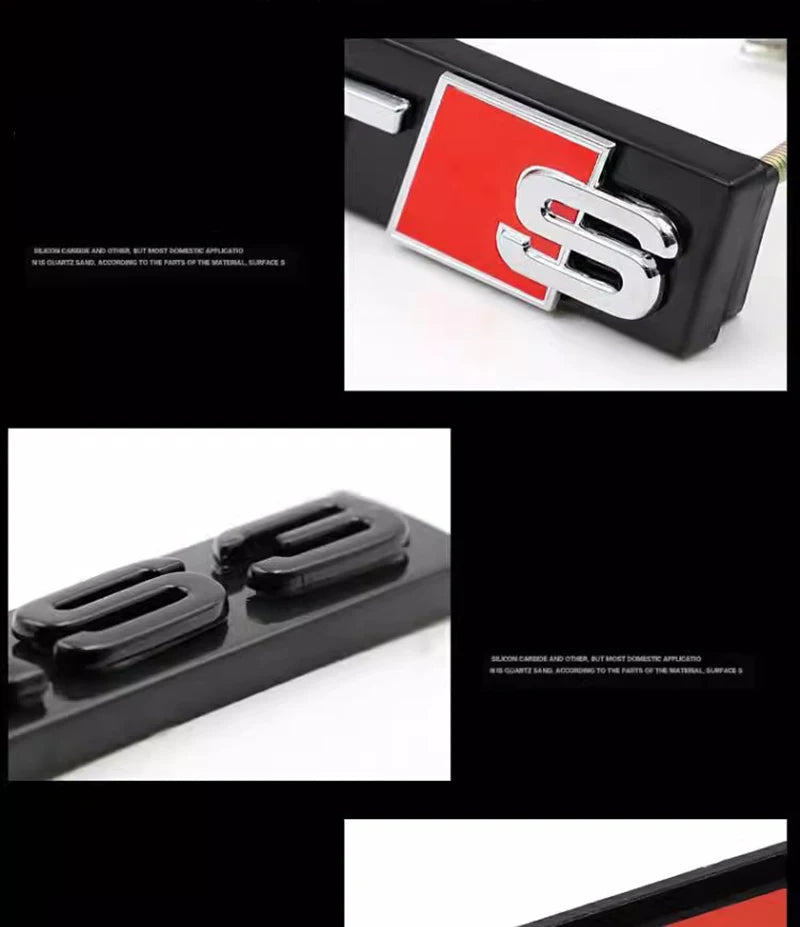 3d ABS Chrome Black Logo S3 S4 S5 S6 S7 S8 Emblem Honeycomb Car Front Grille Bdage For Audi S 3 4 5 6 7 8 Accessories