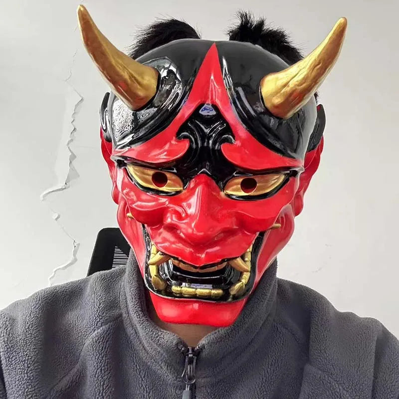 Halloween Prajna Mask Horror Mask Cosplay Costumes Japanese Demon Ghost Mask Party Carnival Comic-Con Masquerade Props Gift