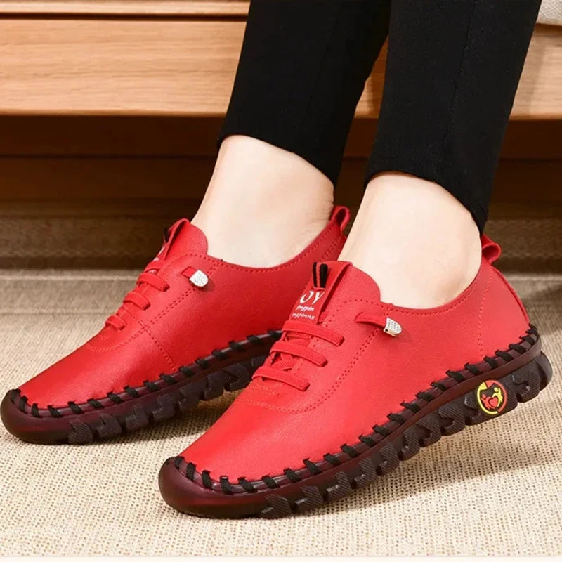 2025 Women Sneakers Platform Shoes Leather Patchwork Casual Sport Shoes Ladies Outdoor Running Vulcanized Shoes Zapatillas Mujer