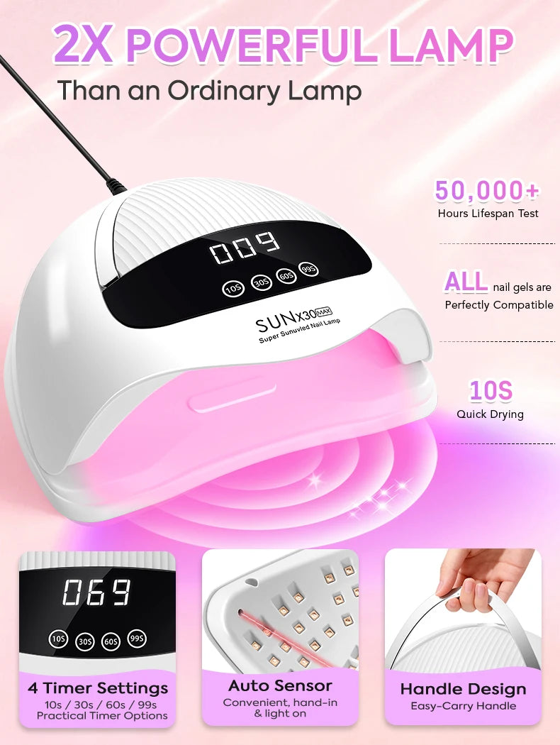 DianaBeauty 380W Professional UV LED Nail Lamp With LCD Display 90LEDS Nail Dryer for Drying All Gels Nail Polish Nail Art Tools