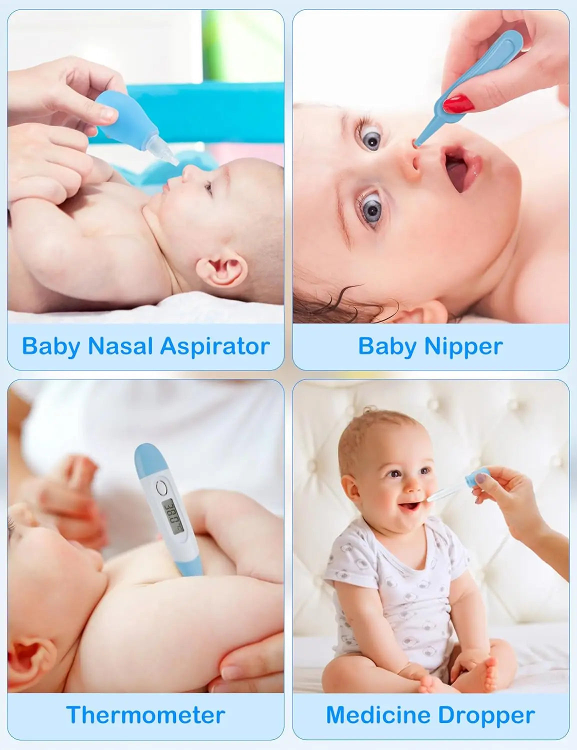 Baby Care Kit Kids Hair Nail Healthcare Thermometer Grooming Brush Kit Clipper Scissors Nail clipper Newborn Care Cleaning Set