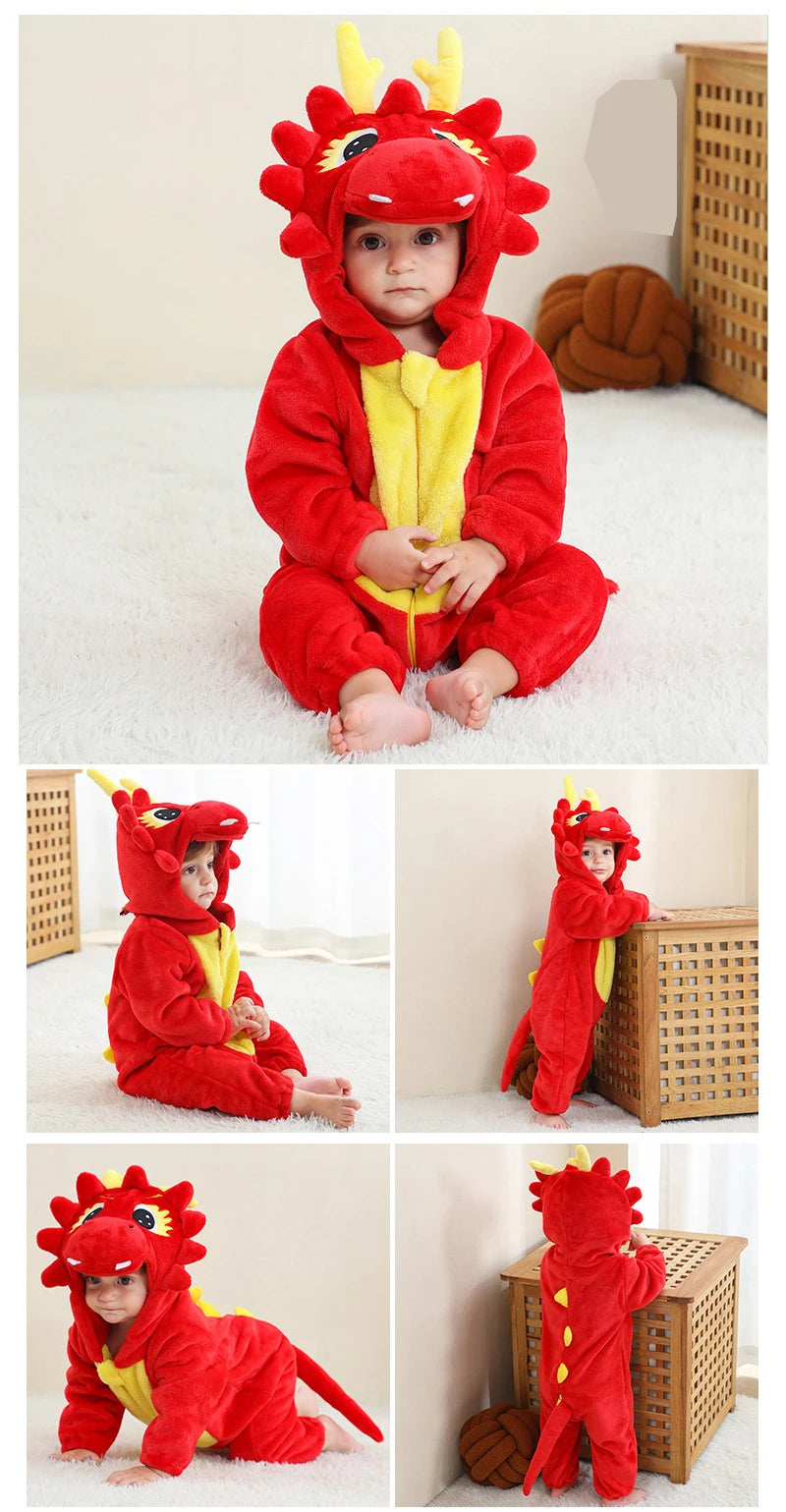 Autumn Winter Cartoon Style Winter Long Sleeve Baby Boys Girls Rompers Toddler Kids Playsuit Jumpsuits Baby Clothes Child Onesie
