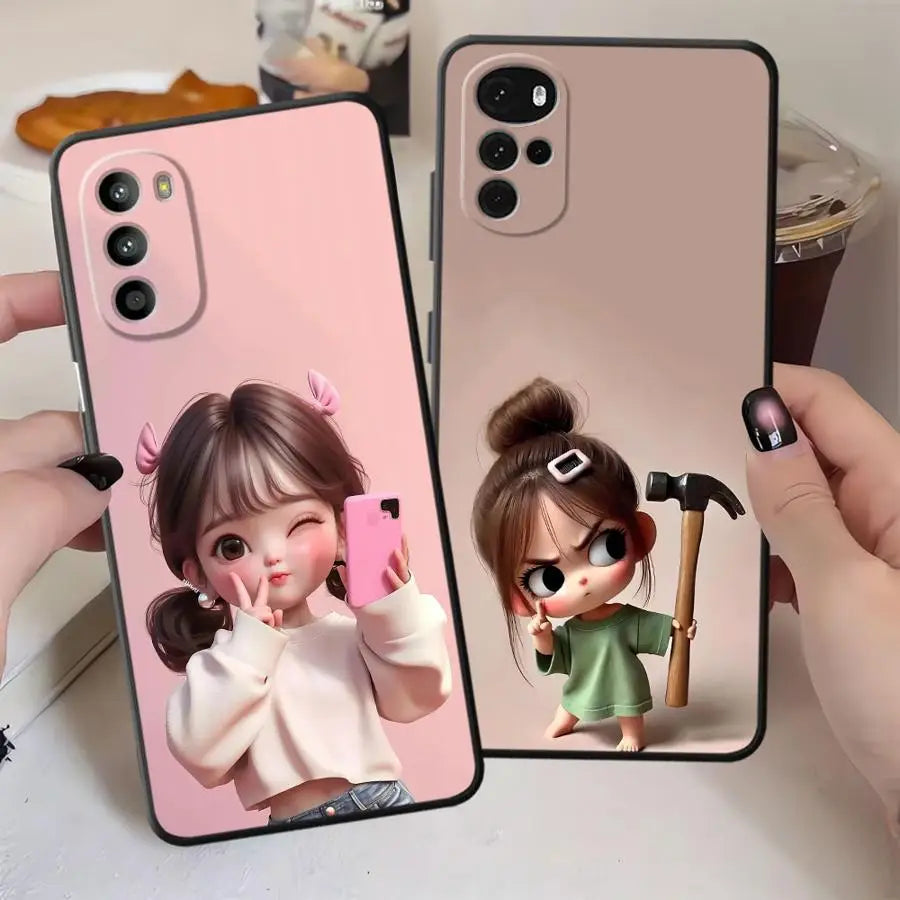 Cartoon Girl Pattern Phone Cover Case for Motorola Moto G50 G60s G32 G71 G52 G22 Edge40 G53 G30 Edge 20 Pro 30 Lite G51 G73