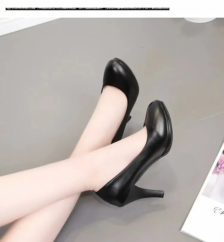 Spring Comfortable Professional Shoes Work Shoes Smart Casual Interview Shoes Women's Shoes Small Leather Shoes Medium Heel Blac