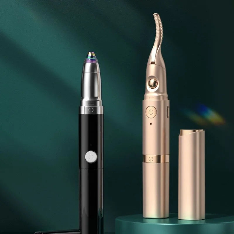 Dual-Thermo Beauty Device - Smart Lash Curler with 3D Micro-Trimming & Facial Hair Removal
